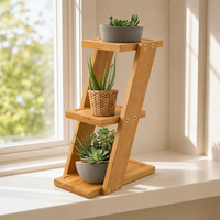 Support de fleurs en bambou en gros, étagère à plantes en bambou à 3 niveaux, support de plantes de table pour succulentes et herbes