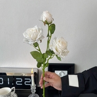 Französischer Künstlicher Rosenstrauß mit Verbrannten Kanten, Seidenblumen mit Mehreren Köpfen für Hochzeits- und Heimdekoration