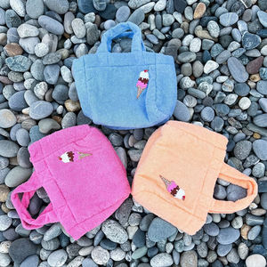 Serviette éponge avec logo de taille personnalisée pour femmes petit sac fourre-tout spacieux en <span class=keywords><strong>tissu</strong></span> éponge pour femmes avec <span class=keywords><strong>motif</strong></span> de broderie - Product Image 1