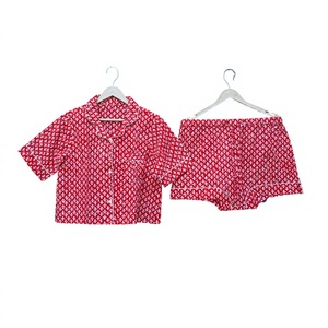 Women's 100% Cotton 3-Piece Vintage Floral Digital Printed Button Short Pajama <b>Set</b> Stylish Summer Nightwear Quick Dry - Product Image 1