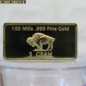 5 grammo 100 Mills oro bufalo Bar oro moneta con acrilico trasparente vetrina - Product Image 5