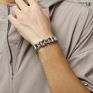 Bracelet Chaîne <span class=keywords><strong>de</strong></span> Moto Homme Plaqué Or, Style Designer Punk Biker - Product Image 6