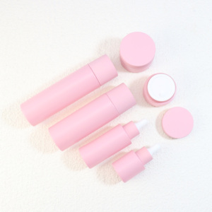 Ensemble d'emballages en <span class=keywords><strong>verre</strong></span> <span class=keywords><strong>rose</strong></span> élégant et luxueux pour soins de la peau, pots à crème cosmétiques, contenants vides, flacon pulvérisateur en <span class=keywords><strong>verre</strong></span> givré - Product Image 2