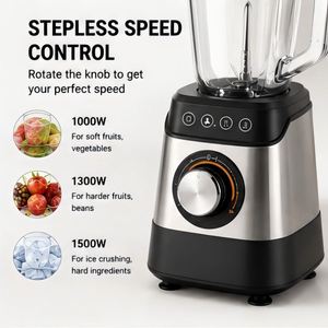Nueva Licuadora de Mesa Eléctrica Automática de 1000-1500W con 5 Velocidades, Jarra de Vidrio de 1.5L, Carcasa de Acero Inoxidable, Bajo Nivel de Ruido, para el Hogar y Autocaravanas - Product Image 3
