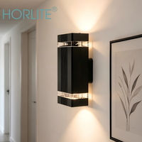 Applique murale LED moderne rectangulaire verticale pour extérieur, éclairage haut et bas, pour porche, jardin, patio, porte d'entrée