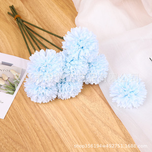 Flor Artificial de Crisantemo de Seda, 6 cm, Redonda, Elegante, Decoración de Boda, Arreglo de Mesa, Blanco Lechoso, Azul Claro, Violeta - Product Image 2