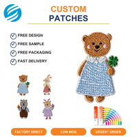 Toppe Ricamate Personalizzate con Animali Carini e Design Floreale, Prezzo di Fabbrica, Basso MOQ, Termoadesive per Abbigliamento Bambini, Borse e Fai da Te