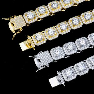 สร้อยข้อมือทรงสี่เหลี่ยม โมอิสซาไนต์ คุณภาพสูง ขายดี ฮิปฮอป ผ่านการทดสอบเพชร เงินแท้ 925  รับรองโดย GRA ระดับ VVS - Product Image 6