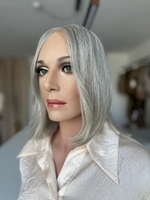Perruque Lace Front Bob en Cheveux Humains Blond Gris Argenté Pré-Pluckée Sans Colle avec Dentelle HD pour Femme