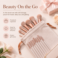 Ensemble de 13 pinceaux de maquillage professionnels avec sac, kit d'outils de beauté, fond de teint, fard à paupières, blush