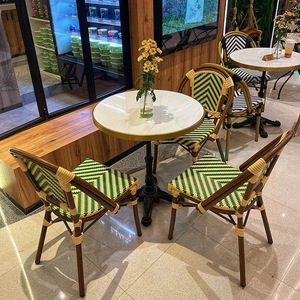<span class=keywords><strong>Bistro</strong></span> francés muebles de exterior café Hotel estilo francés <span class=keywords><strong>Bistro</strong></span> sillas de ratán exterior Patio silla terraza restaurante comedor conjunto - Product Image 6