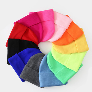 Chapeau en tricot jacquard acrylique uni de 70 g, version large pour homme et <span class=keywords><strong>femme</strong></span>, pull chaud, <span class=keywords><strong>bonnet</strong></span> de skateboard - Product Image 1