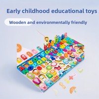 Papan Kayu Tiga Dimensi Multifungsi Puzzle Anak Edukasi Dini Mencocokkan Ikan Mainan Kognitif Digital untuk Anak-anak