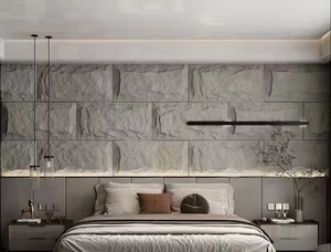 Panneau mural décoratif en pierre artificielle polyuréthane PU au design moderne, sculpture murale pour fond d'hôtel et chambre à coucher - Product Image 6