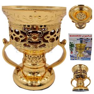 Brass Casted Bakhoor Burner Arabic Oud Shape Charcoal Burner Beautifully Crafted Incense High Demand <b>Metal</b> Incense Burner - Product Image 2