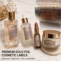 Rollo de Etiquetas Adhesivas Cosméticas de Vinilo Impermeable con Lámina Dorada Personalizada, Impresión de Logotipo Transparente, de Guangdong
