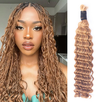 Extensiones de Cabello Humano SDD Water Deep Wave 30g, Cabello Humano a Granel para Trenzas, Cabello Humano Ondulado y Mojado para Trenzar