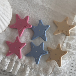 Fermaglio per capelli a stella incisa con strass a tinta unita, elegante, da 5 cm, con diamanti scintillanti, per ragazze - Product Image 1