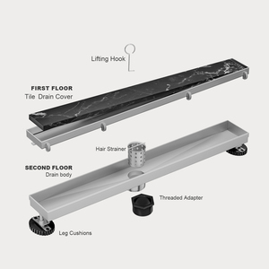 Extension d'insertion <span class=keywords><strong>de</strong></span> tuile brossée rectangulaire longue et linéaire en acier personnalisée <span class=keywords><strong>de</strong></span> taille Fanda Drain <span class=keywords><strong>de</strong></span> sol SS304 avec couvercle d'insertion <span class=keywords><strong>de</strong></span> tuile 2-en-1 - Product Image 5