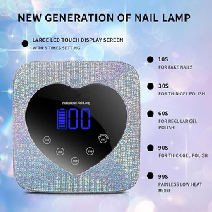 Lampe à ongles UV LED portable sans fil haute puissance, rechargeable, séchoir à vernis gel, contrôle tactile, durcissement rapide 365nm, cœur en strass - Product Image 1