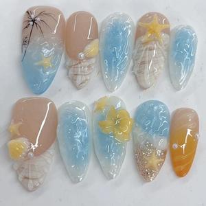 10 Uds. <span class=keywords><strong>de</strong></span> Uñas Postizas <span class=keywords><strong>de</strong></span> Gel Pintadas a Mano al por Mayor, Colores Variados, <span class=keywords><strong>las</strong></span> Más Vendidas, Hermosas, <span class=keywords><strong>de</strong></span> Lujo, Personalizadas y Hechas a Mano - Product Image 5