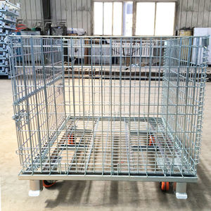 Maliyet etkin istifleme yarım açık kapı dayanıklı katlanabilir Metal tel örgü depolama kafesleri - Product Image 1