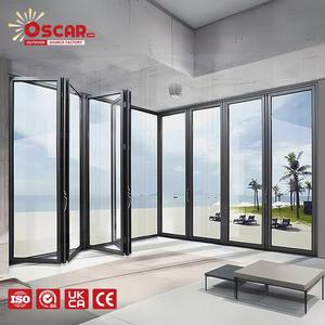 Porte pliante accordéon moderne italienne surdimensionnée pour extérieur, rétractable, coulissante, pour devantures de magasins résidentiels - Product Image 1