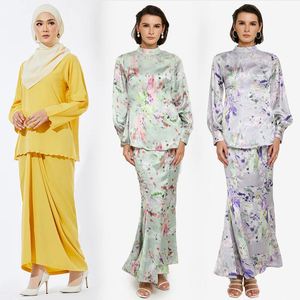 Nuova stampa <span class=keywords><strong>vestiti</strong></span> <span class=keywords><strong>turchi</strong></span> abito caftano in cotone marocchino con perline stampate floreali Baju Kurung - Product Image 5