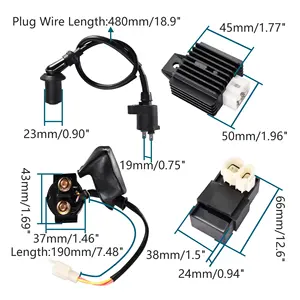 GOOFITイグニッションコイル6ピンCDIソレノイドリレー電圧レギュレーターGY64ストローク50cc125cc 150cc 139QMA 139QMBATVの交換