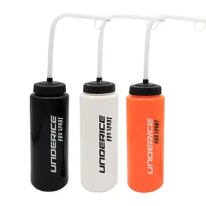 BPAフリー漏れ防止プラスチック絞り可能ボクシングホッケースポーツウォーターボトル、ロングストローフットボール自転車ウォーターボトル付き
