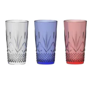 Plastic Drinking Glasses Set of 4- Highball acrylic crystal glasses