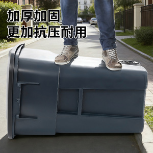 Poubelle extérieure avec couvercle et roues, grande taille, en plastique gris, pour utilisation en bord de route - Product Image 3