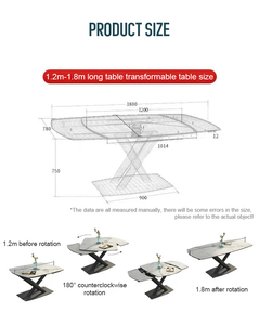 Ensemble rectangulaire réglable Déformation de cuisine Pierre frittée ronde <span class=keywords><strong>Table</strong></span> à manger extensible multifonctionnelle rétractable Premium - Product Image 6
