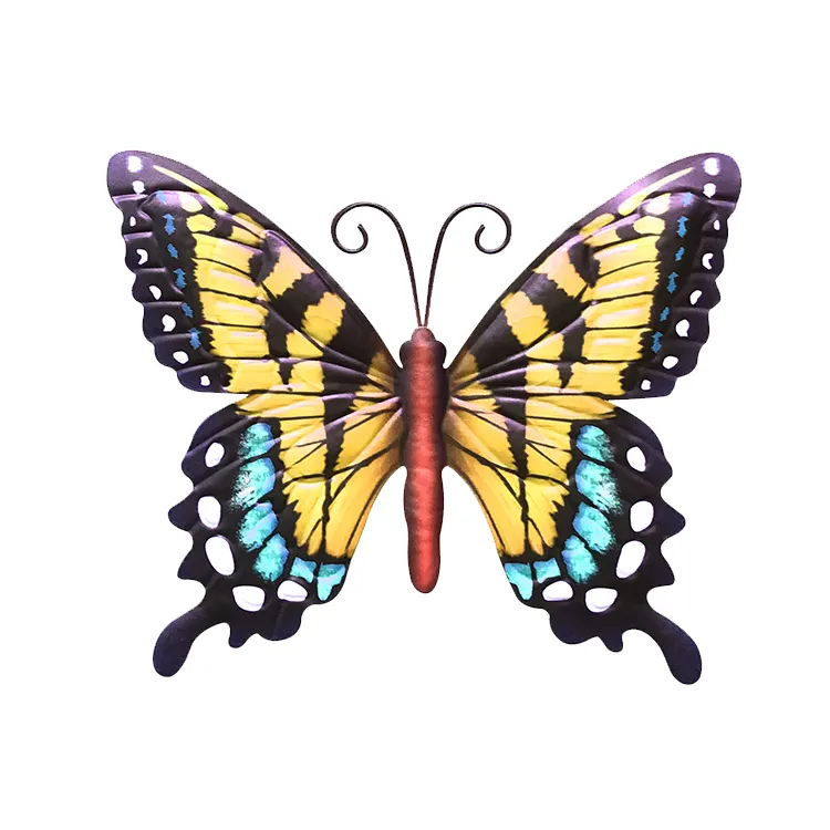 金属シミュレーション蝶彫刻壁アート装飾庭の動物の壁の装飾