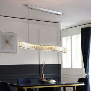 Lámpara de araña moderna LED anillo de lujo conectado tira larga luz colgante de cristal para mesa de comedor - Product Image 4