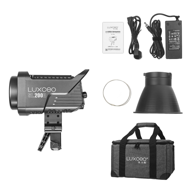 LUXCEO SL200D LED Video Light Bi-Color 2700-6500K 200W Bowens Mount Studio Lighting With APP Control for Professinal Photography