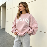 Sweat à capuche surdimensionné en coton pour femme, brodé sur mesure, col rond, tricoté, design de créateur, ensemble unisexe, personnalisation avec logo