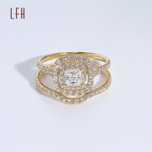 แหวนทองคำแท้18K สุดหรูแหวนแต่งงาน CZ สีขาวตัดกลมแหวนหมั้นสำหรับผู้หญิงทองแท้เครื่องประดับ18K มีใบรับรอง - Product Image 1