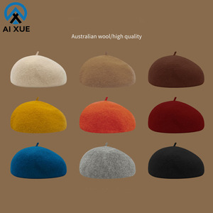 Boina de punto octogonal de Invierno para mujer, sombrero informal de estilo <span class=keywords><strong>pintor</strong></span> Retro de Color sólido, cálido y elegante al por mayor - Product Image 3