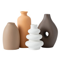 Vase à fleurs séchées minimaliste moderne en céramique, objet de décoration intérieure, récipient pour arrangement floral, accessoire décoratif, fait main, style côtier