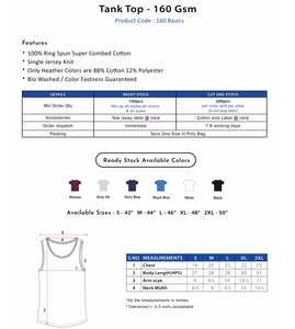 เสื้อกล้ามสำหรับผู้ชาย น้ำหนักเบา 160 GSM ผ้าฝ้ายเนื้อนุ่ม ดีไซน์ไร้แขน ระบายอากาศได้ดี สวมใส่สบาย เหมาะสำหรับใส่ลำลอง ออกกำลังกาย หรือเล่นกีฬา - Product Image 6