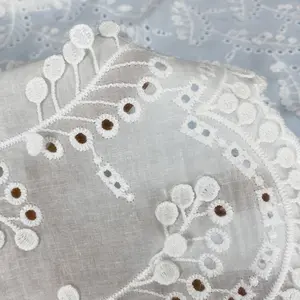 Fildişi çiçek pamuk nakış dantel kumaş beyaz süt ipek 135Cm dantel tekstil gelin kıyafeti