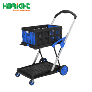 Two-tier Folding Shopping <b>Trolley</b> Multi-functional Clever Cart with Removable Basket and Silent Swivel Wheels - Product Image 2