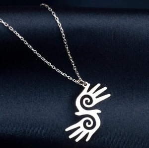 Kalung tangan penyembuhan, liontin tangan Hopi dua tangan penyembuhan perhiasan simbol damai pesona Reiki liontin perhiasan medis - Product Image 1