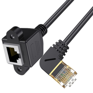 Câble <span class=keywords><strong>Ethernet</strong></span> LAN <span class=keywords><strong>Cat</strong></span> 8 <span class=keywords><strong>RJ45</strong></span> mâle vers femelle, montage sur panneau à vis, 8 broches, angle de 90 degrés gauche, droite, haut, bas, câble d'extension - Product Image 6