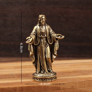 Brass Figurine Set Jesus Mary Sacred Heart Religious Ornament Tabletop <b>Decor</b> Craft Gift - Product Image 4