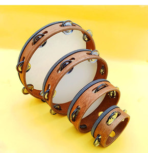 Tambourin à main en bois de noyer de 4 pouces, couleur bois, pour église, mariage, fête, danse - Vente en gros - Product Image 6