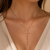 Collier pendentif croix gothique, collier ras du cou à franges multicouches pour femmes, style grunge audacieux