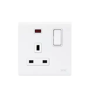 13A 250V Double Pole Switched BS Socket Outlet with Neon White 1 Gang electrical accessories socket wall CE