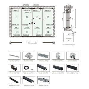 <span class=keywords><strong>Porte</strong></span> coulissante en aluminium à fermeture douce télescopique noire pour villa, maison, cuisine, cadre fin français, verre de 8 mm, prix d'usine - Product Image 3